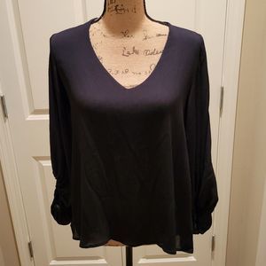 NWT Woman's lined V-neck Black color, Bell sleeves. Sweet Midnight Chiffon